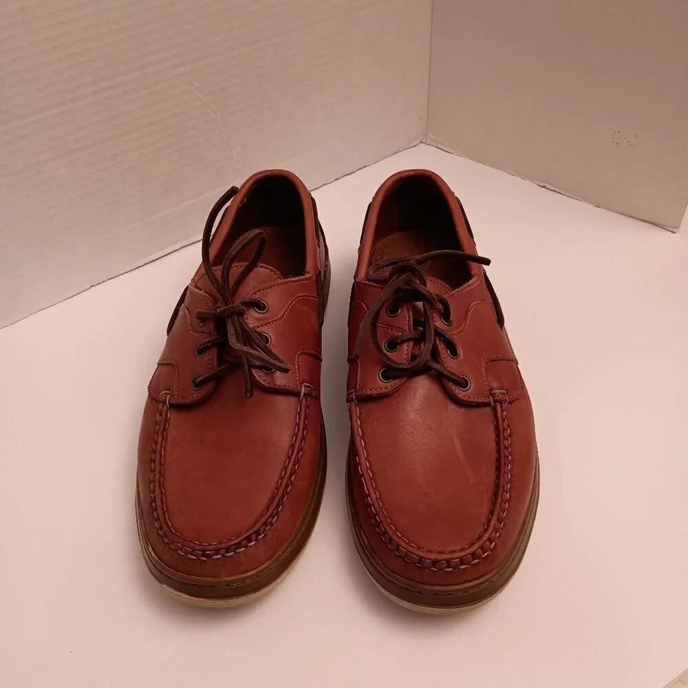 Allen Edmonds Eastport Boat Shoes Mens 10D Brown Leather 3Eye Casual Deck Preppy